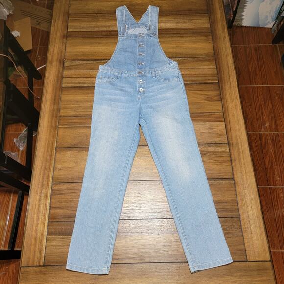 Children's Place Girls Denim Jeans Overalls w/ Button Front - Size 10 - Picture 1 of 6